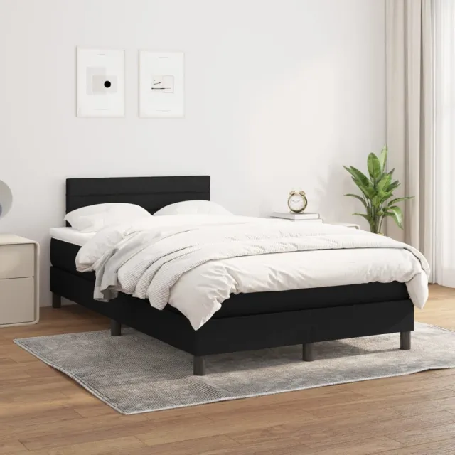 vidaXL Boxspring met matras stof zwart 120x200 cm