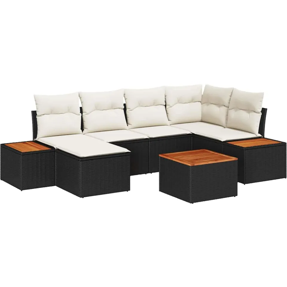 vidaXL Tuin Sofa Set 7 st Zwart poly rattan