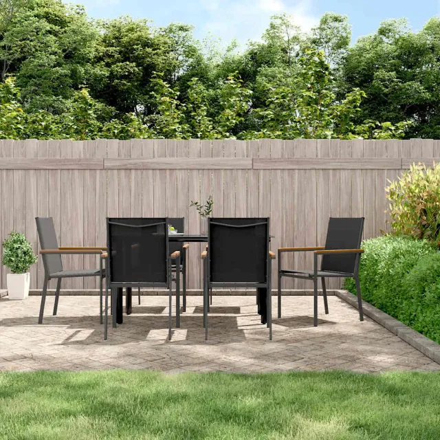 vidaXL 7-delige Tuinset textileen en staal zwart, foto 2