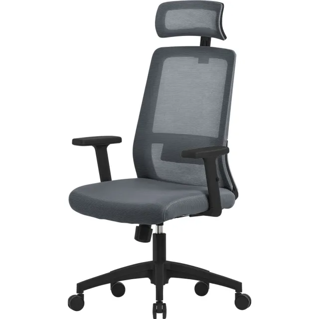 ml-design bureaustoel ergonomisch, grijs, mesh, bureaustoel met verstelbare hoofdsteun, armleuningen, lendensteun, schommelfunctie, draaistoel met wielen, computerstoel directiestoel gamestoel