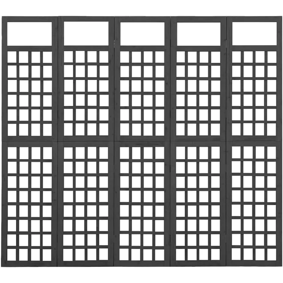 vidaXL Kamerscherm/trellis met 5 panelen 201,5x180 cm vurenhout zwart, foto 4