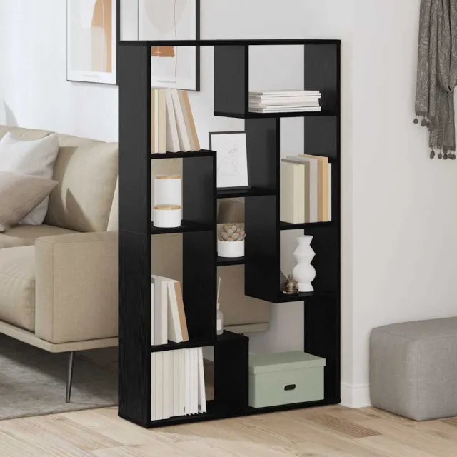 vidaXL Boekenkast 8-laags 72 x 20 x 120,5 cm Bewerkt hout Zwart Eiken, foto 2