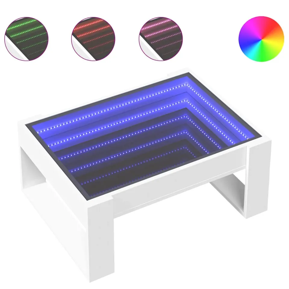 vidaXL Salontafel met Infinity LED 70x53x30 cm wit, foto 3