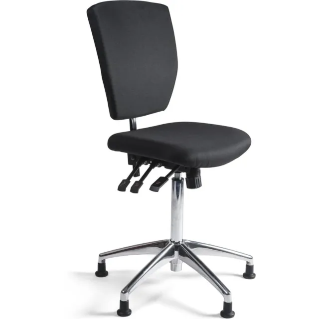 Workliving Werkstoel C Comfort Hoog - Alu onderstel - Glijdoppen - (N)EN 1335 - Baliestoel - Kassastoel Zwart met ALU onderstel
