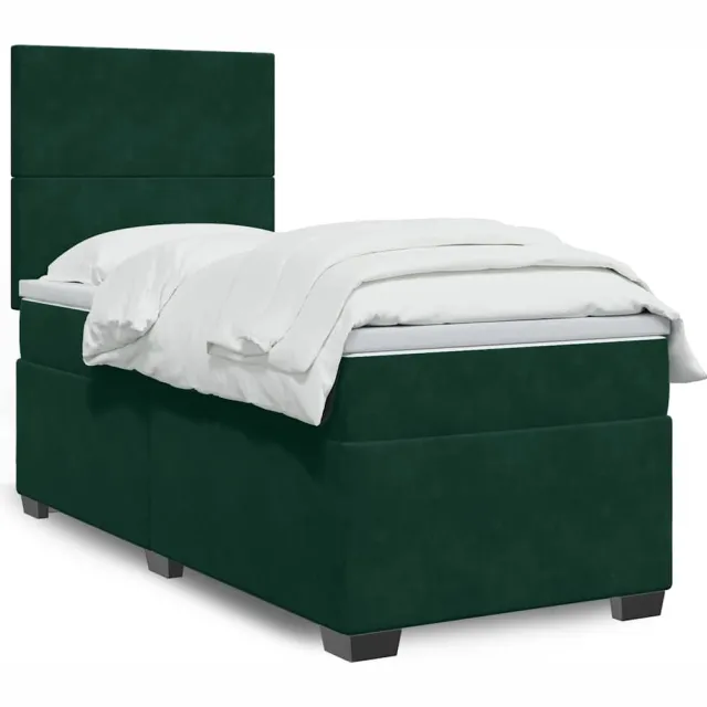 vidaXL Boxspring met matras fluweel donkergroen 80x200 cm groen