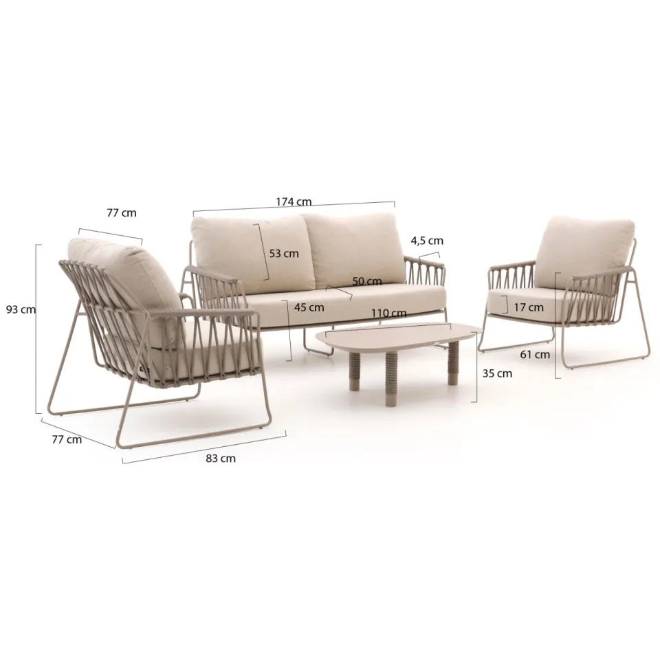 Tierra Outdoor Rivera/Moretti stoel-bank loungeset 4-delig Taupe