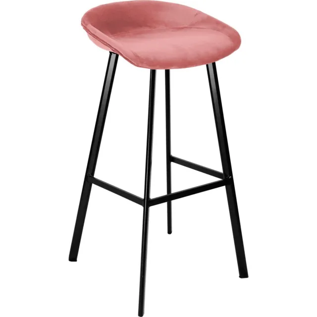 Kick Collection KICK® FINN Barkruk Roze – Zithoogte 80 cm – Velvet – Stalen Frame