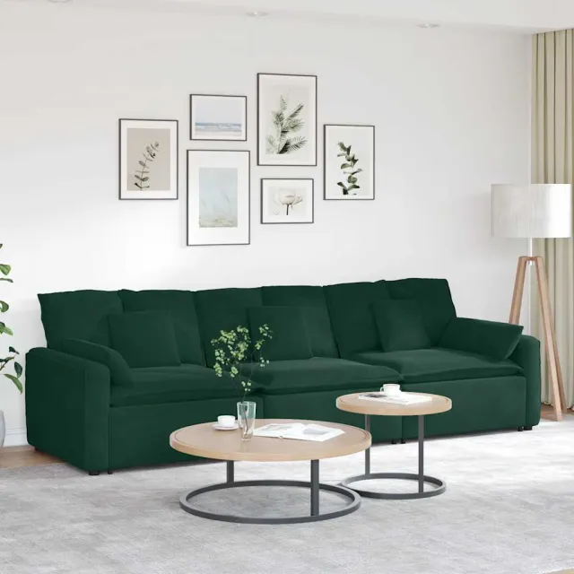 vidaXL Modulaire bank met kussens donkergroen