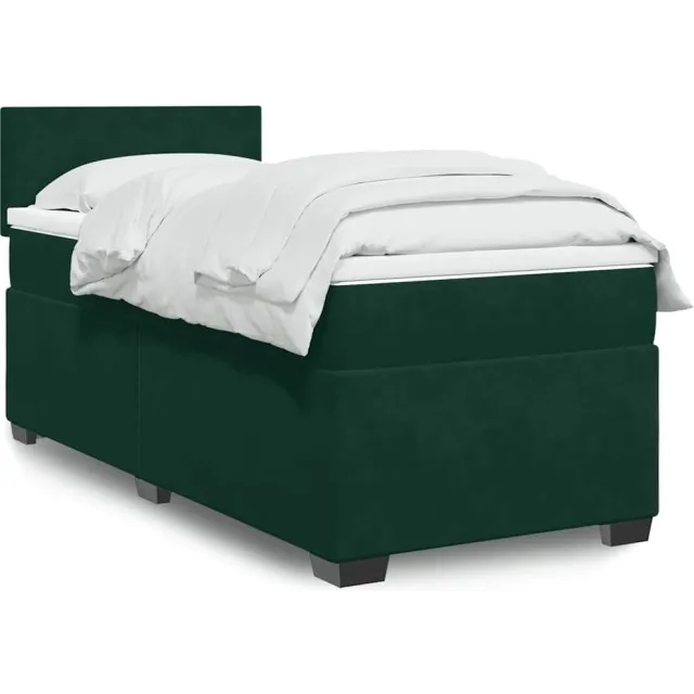 vidaXL Boxspring met matras fluweel donkergroen 80x200 cm groen