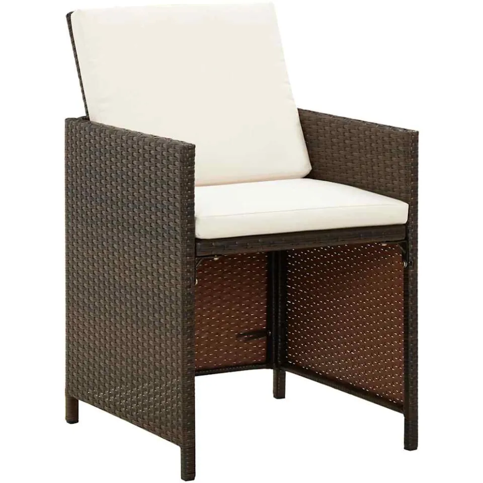 vidaXL 5-delige Tuinset met kussens poly rattan bruin