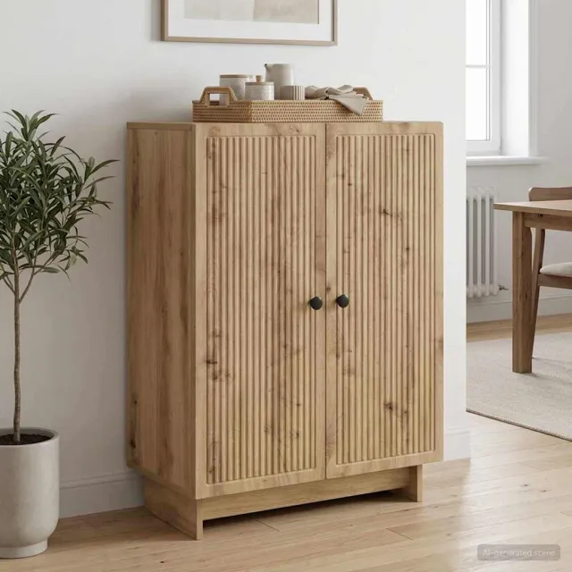 vidaXL Dressoir Artisanaal eiken 66 x 34,5 x 90 cm Bewerkt hout Bruin