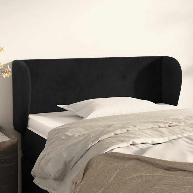 vidaXL Hoofdbord met randen 83x23x78/88 cm fluweel zwart