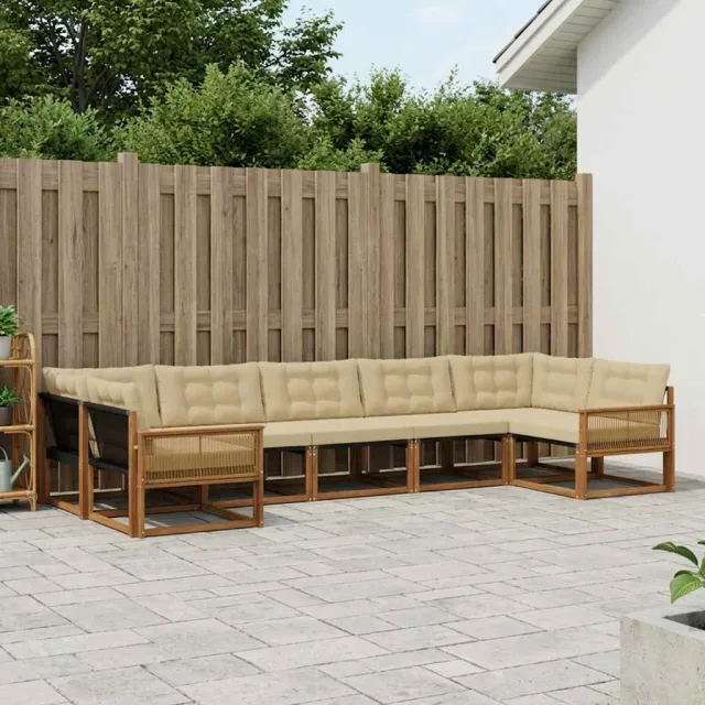 vidaXL Buiten bankenset 7 st 7-zits Natuurlijk en Beige