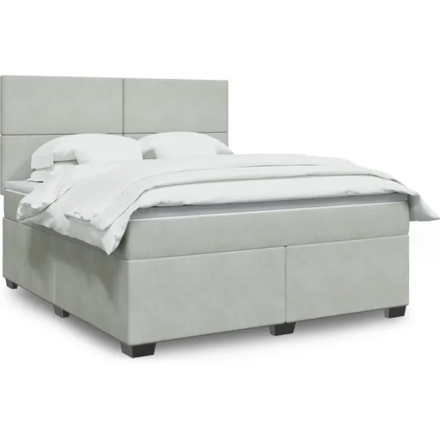 vidaXL Boxspring met matras fluweel lichtgrijs 180x200 cm grijs
