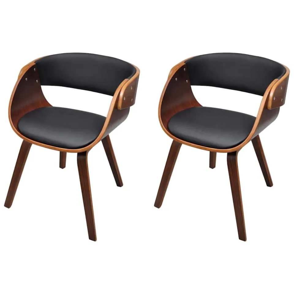 vidaXL Eetkamerstoelen 2 st gebogen hout en kunstleer bruin, foto 3