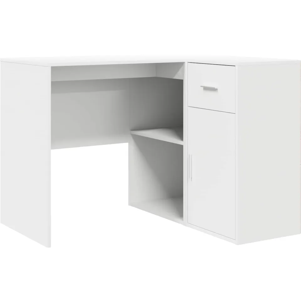 vidaXL Hoekbureau met lade met plank met opslag Wit 102 x 88 x 75 cm, foto 3