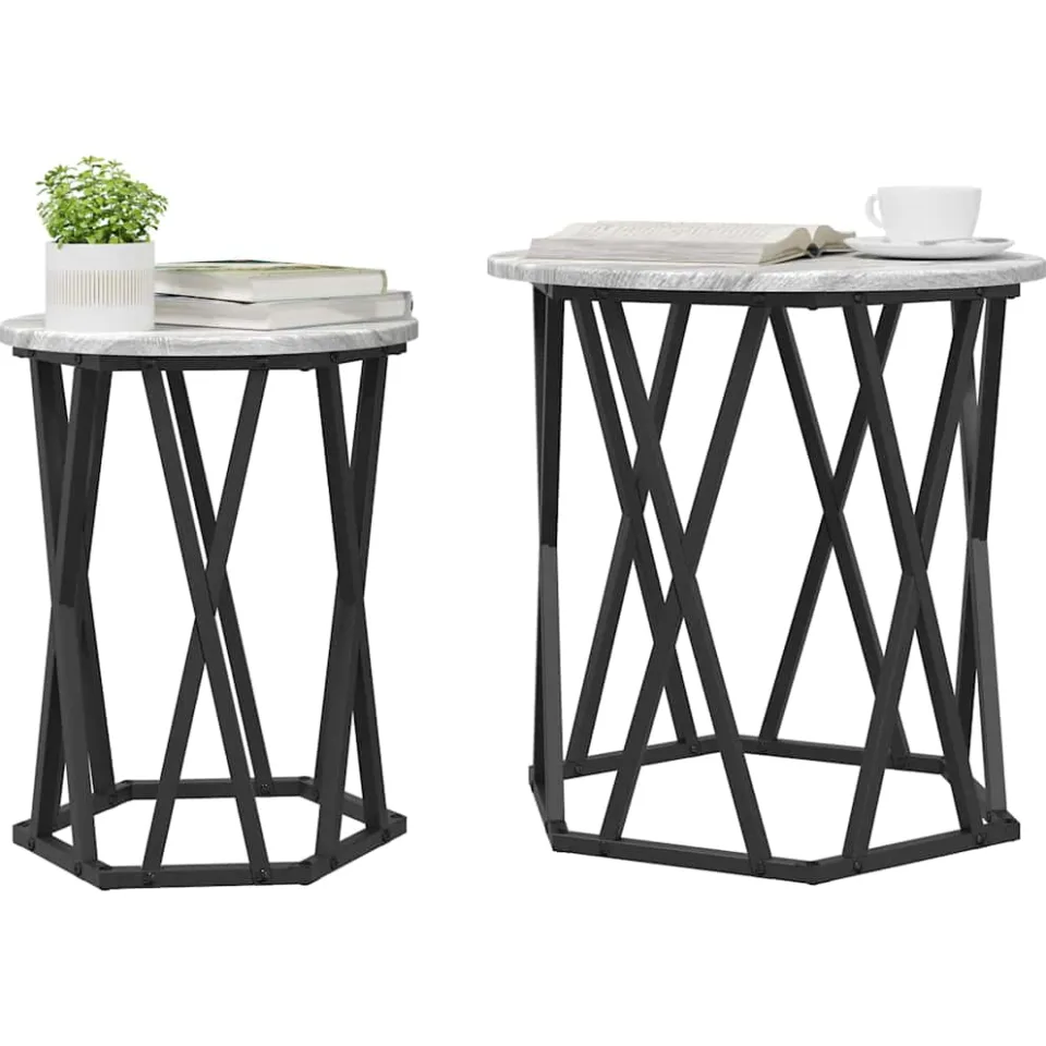 vidaXL Salontafel 2 st Grijs Sonoma 50 x 50 x 50 cm