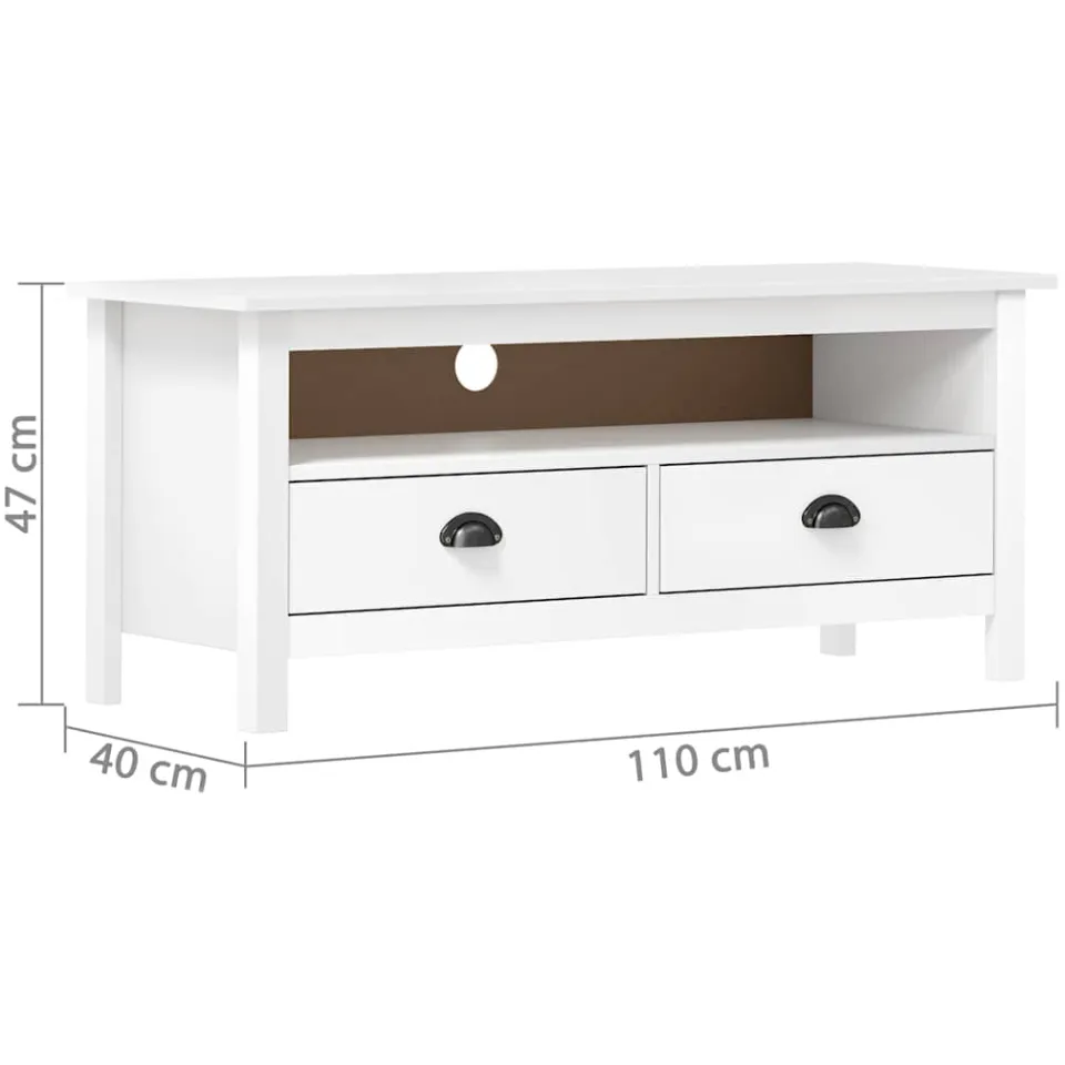 vidaXL Tv-meubel Hill 110x40x47 cm massief grenenhout wit, foto 4