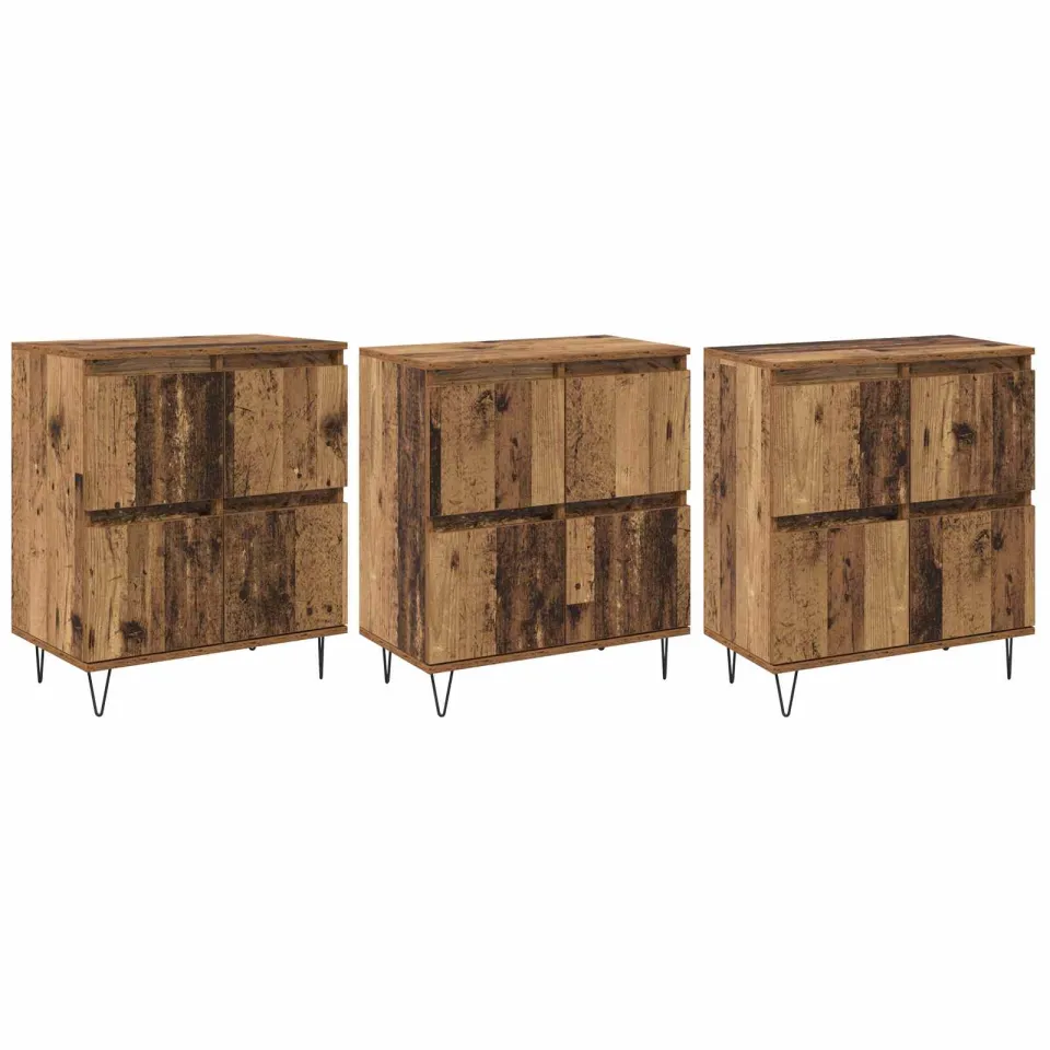 vidaXL Dressoirs 3 st Oudhout 60 x 35 x 70 cm bruin, foto 3