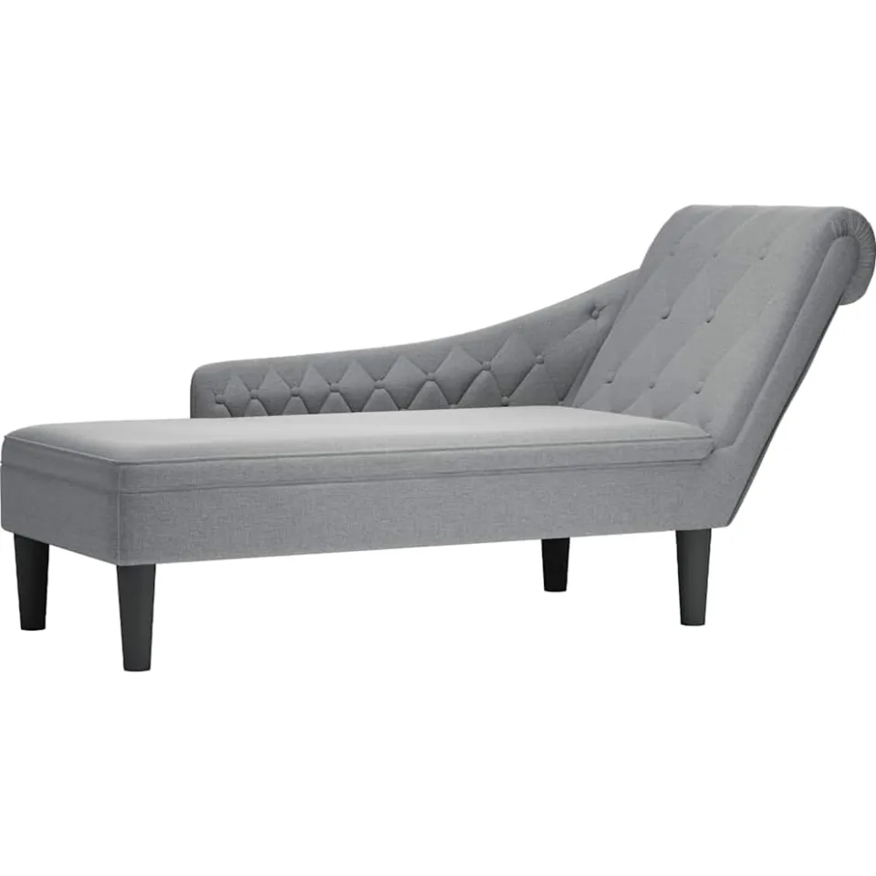 vidaXL Chaise longue met kussen en rechterarmleuning stof lichtgrijs