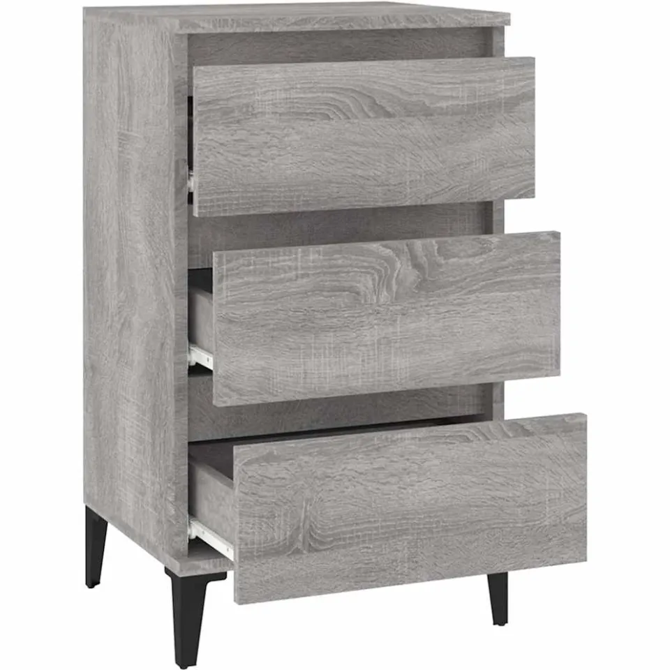 vidaXL Nachtkastje 40x35x70 cm bewerkt hout grijs sonoma eikenkleurig, foto 4
