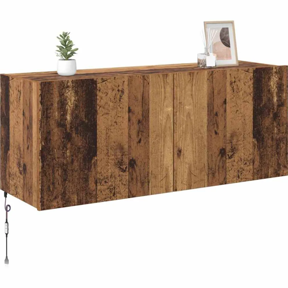 vidaXL TV Wandkast Oud Hout Bewerkt hout Bruin