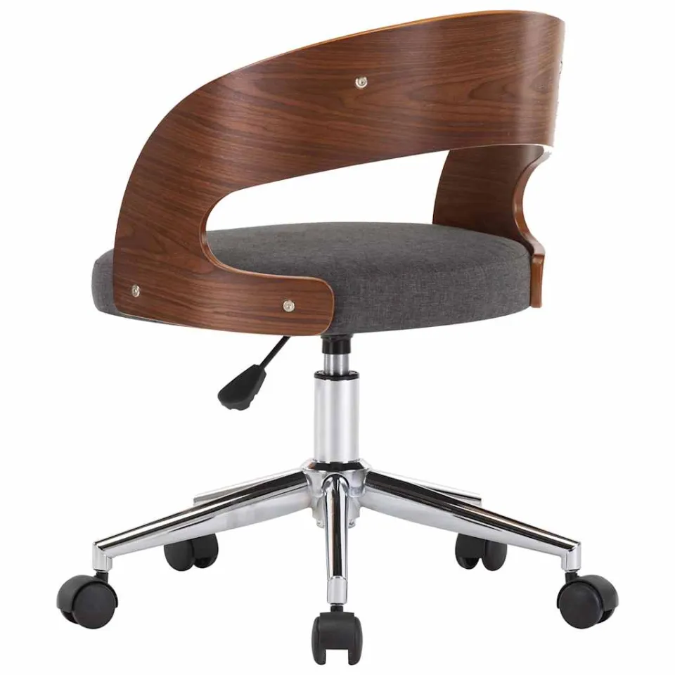 vidaXL Eetkamerstoelen 2 st draaibaar gebogen hout en stof grijs, foto 4
