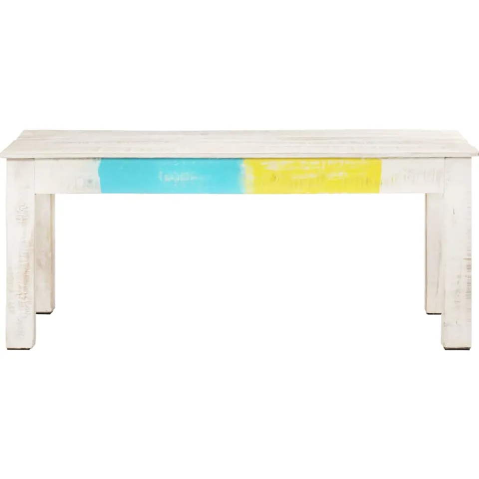 vidaXL Salontafel 110x60x45 cm massief mangohout wit, foto 2