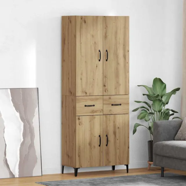 vidaXL Highboard Artisan Eiken 69,5 x 34 x 180 cm Bewerkt hout Bruin