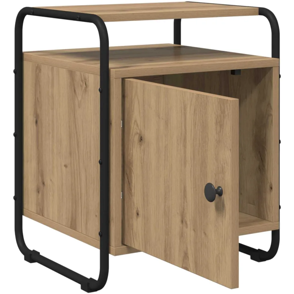 vidaXL Nachtkastje Artisanaal eiken 40 x 39.5 x 50 cm Bewerkt hout, foto 4