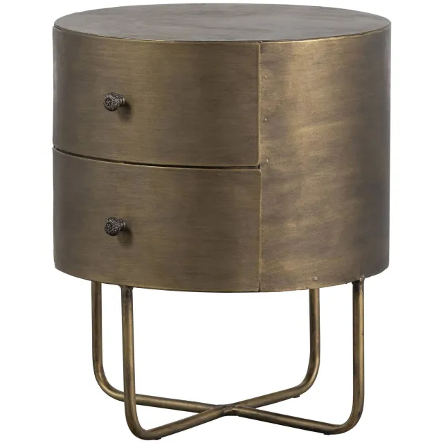 WOOOD Glossy rond kastje antique brass