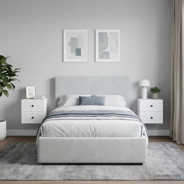 vidaXL Wandbeugel Bedkast 2 st Wit 33 x 34,5 x 40 cm Bewerkt hout, foto 2
