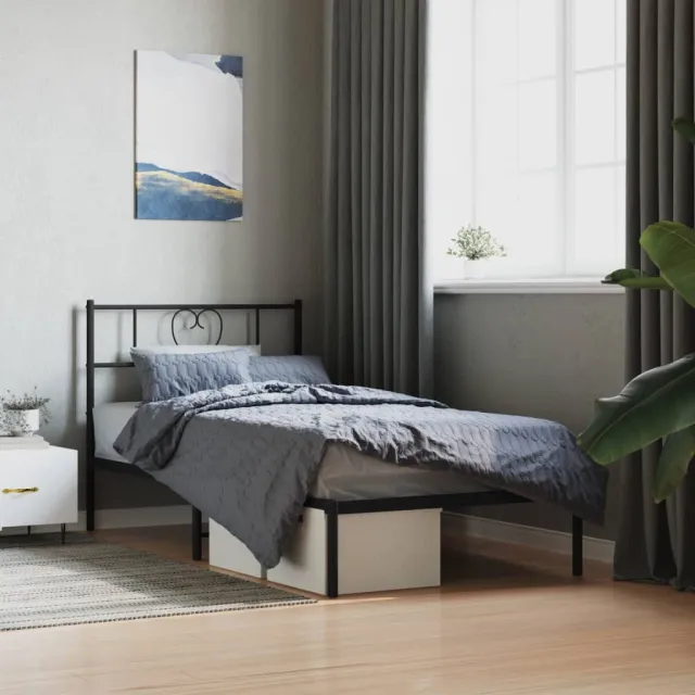 vidaXL Bedframe met hoofdbord metaal zwart 80x200 cm