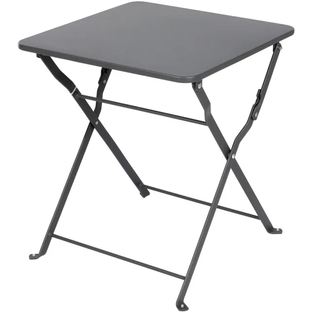 Sunnydays Tuin bijzettafeltje - inklapbaar - antraciet - metaal - 40 x 40 x 45 cm - vierkant - koffietafel - tuinset lage tafel - opvouwbaar