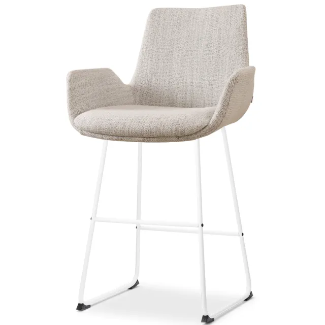 Nolon Nino-Eef barkruk beige gemêleerd - wit onderstel - 65 cm