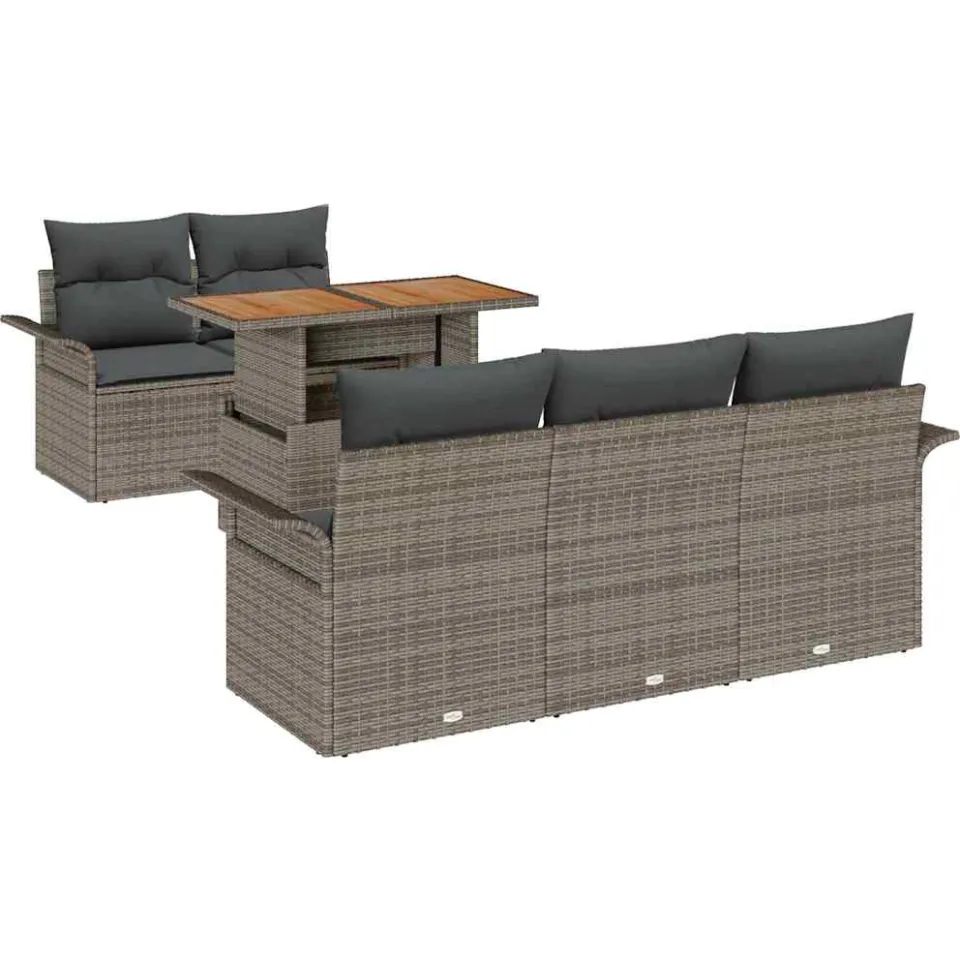vidaXL Tuin Sofa Set 6 st Grijs Poly riet