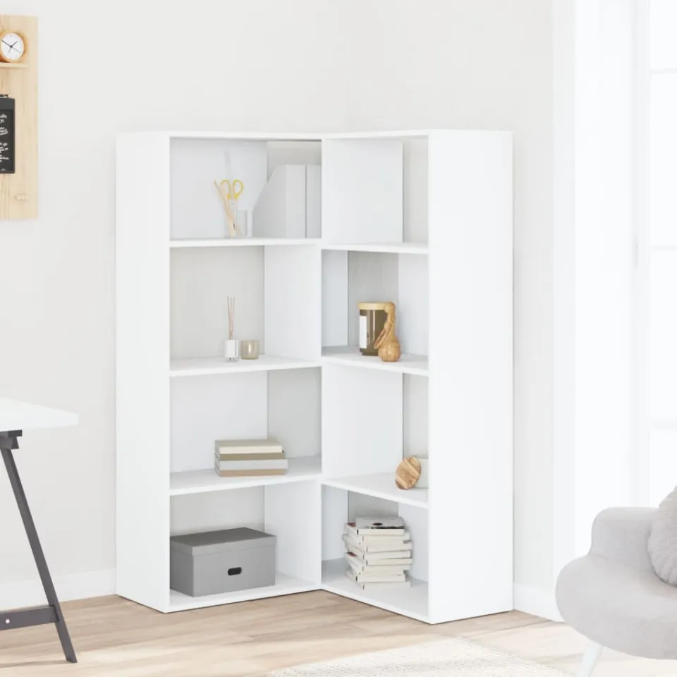 vidaXL Boekenkast 4-laags hoek 85x85x140 cm bewerkt hout wit, foto 2