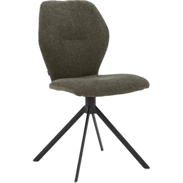 Goossens Eetkamerstoel Hera groen stof met draaifunctie leuning, modern design