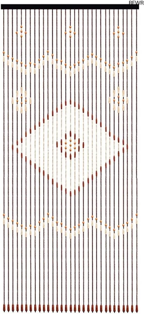 RFWR Deurgordijn met Houten Kralen - 90 x 208 cm - Decoratieve Ruimteverdeler voor Slaapkamer, Woonkamer en Badkamer koffie