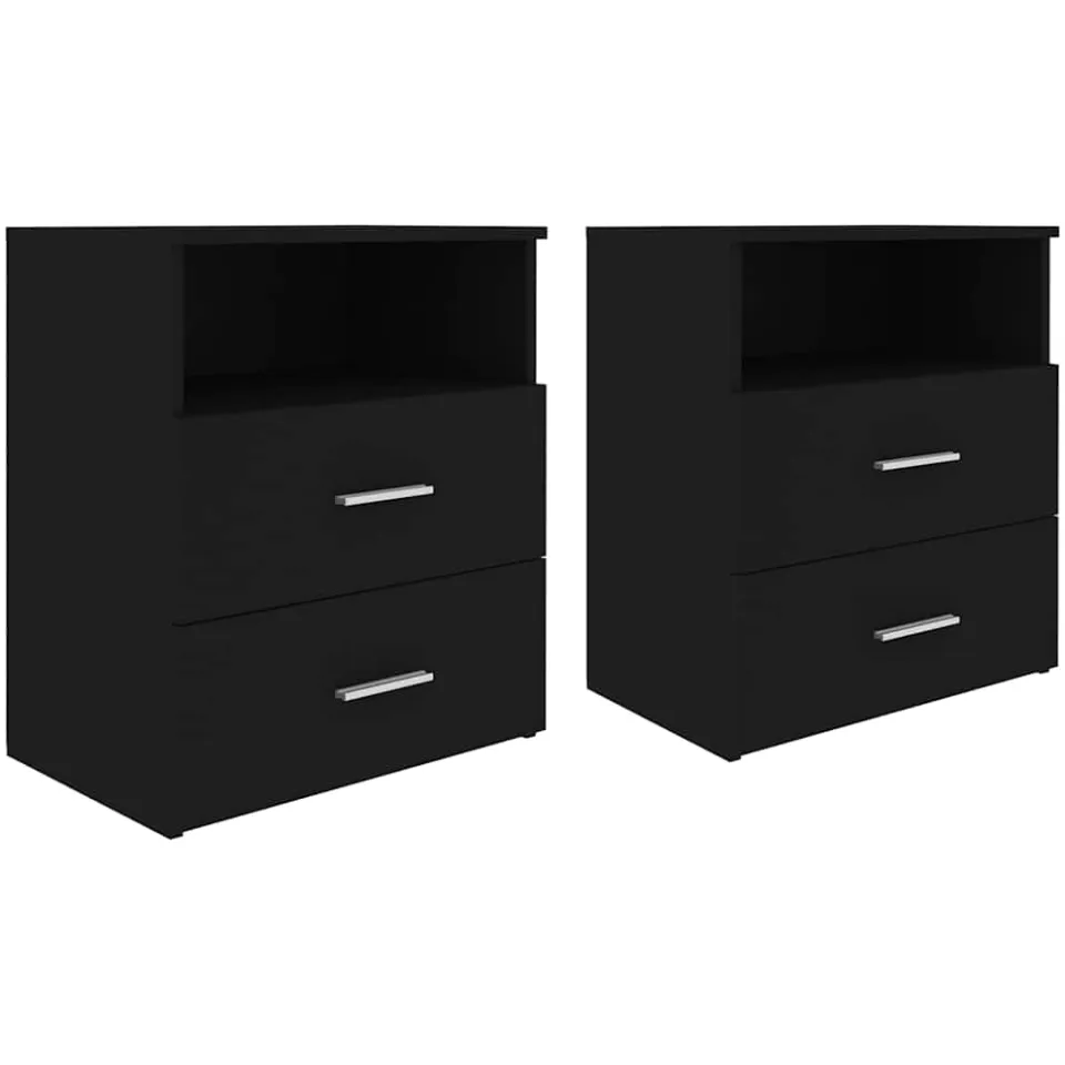 vidaXL Nachtkastjes 2 st 50x32x60 cm zwart, foto 3