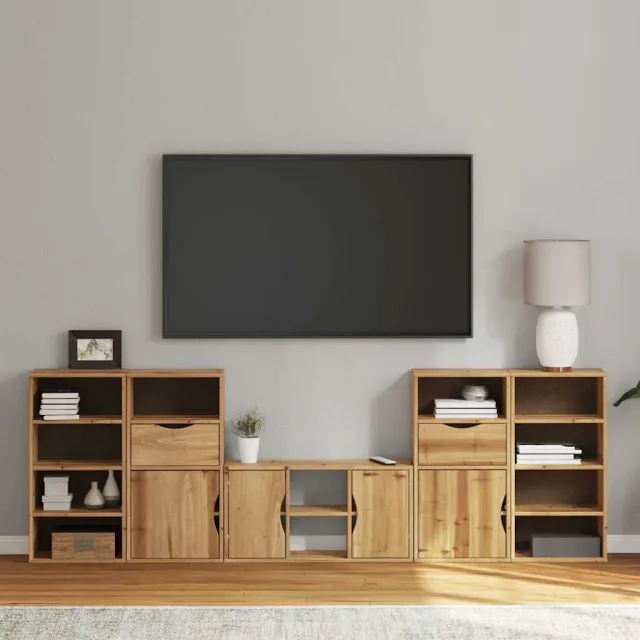 vidaXL 5-delige tv-meubels met opbergruimte ODDA massief grenenhout bruin, foto 2