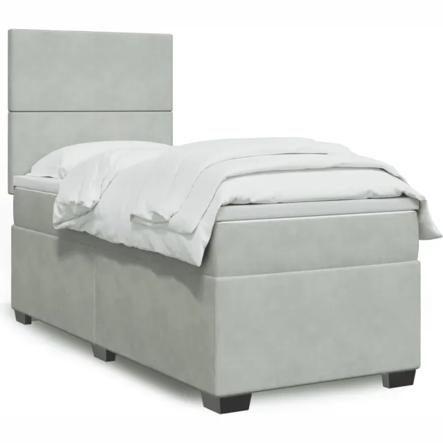 vidaXL Boxspring met matras fluweel lichtgrijs 90x190 cm grijs
