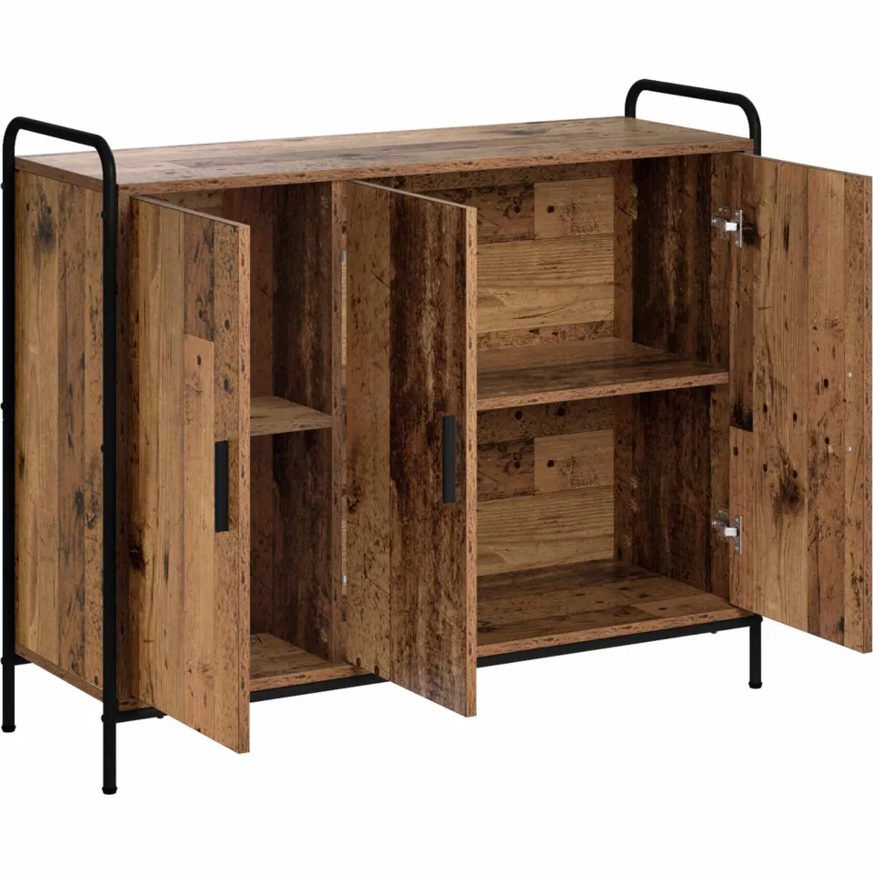 vidaXL Dressoir Oud hout 97 x 33 x 81 cm Bewerkt hout Bruin