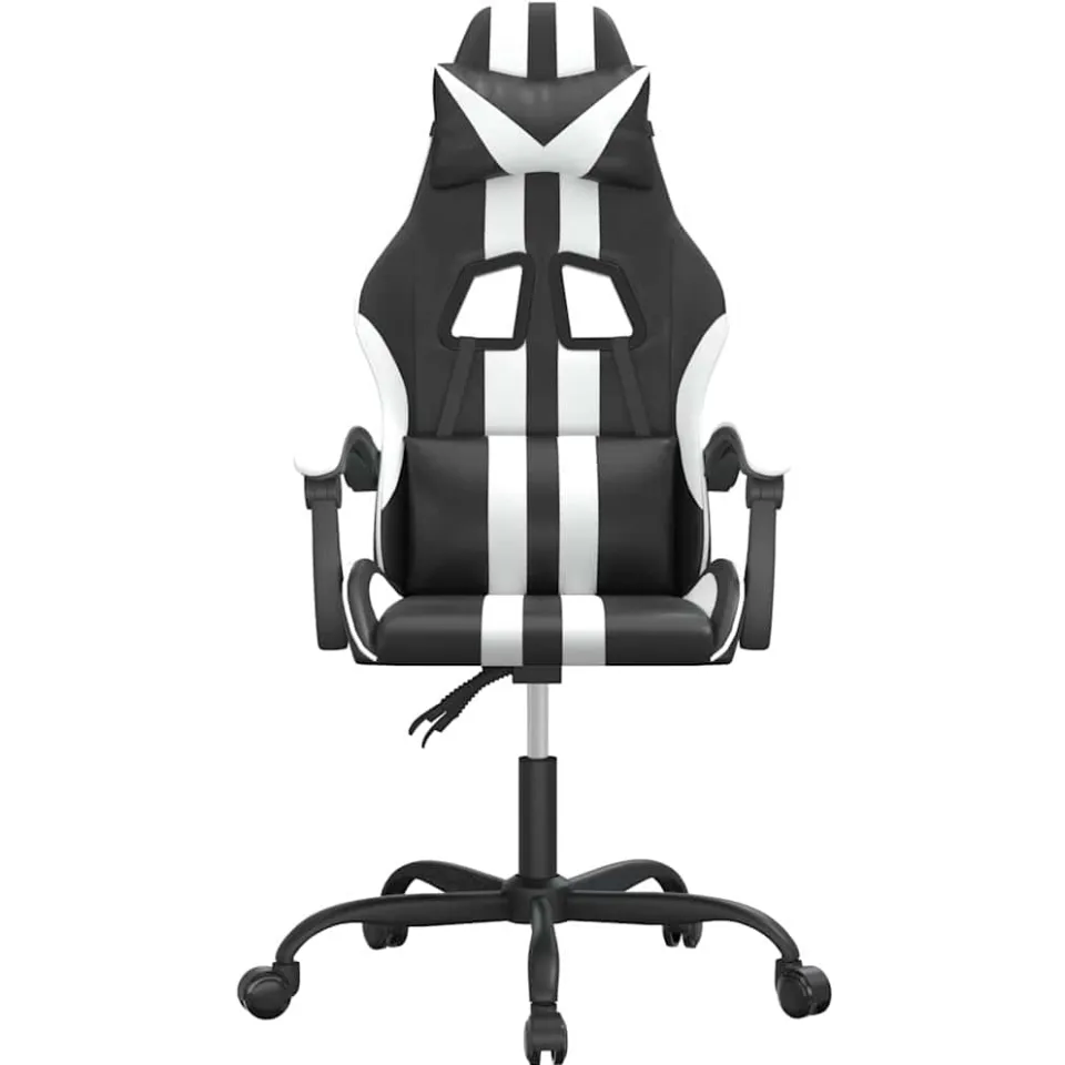 vidaXL Gamestoel draaibaar kunstleer zwart en wit
