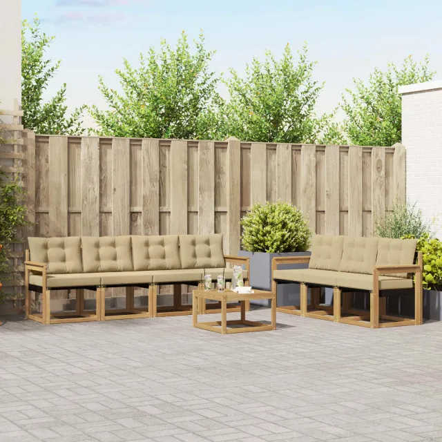 vidaXL Buiten bankenset 8 st 7-zits Wit en Beige