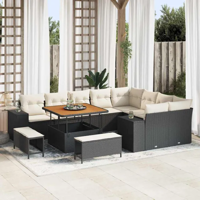 vidaXL Tuin Sofa Set 12 st Zwart poly rattan