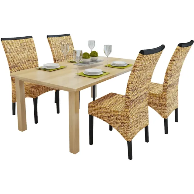 vidaXL Eetkamerstoelen 2 st abaca en massief mangohout bruin