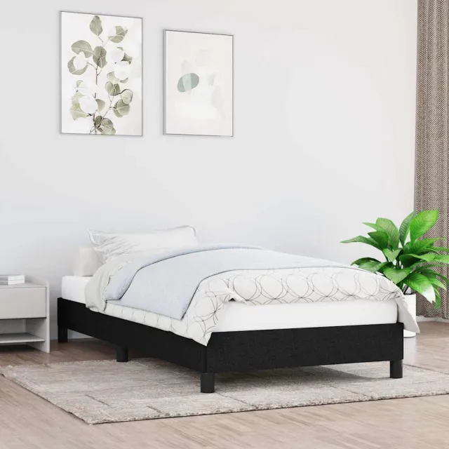 vidaXL Bedframe zonder matras 90x200 cm stof zwart