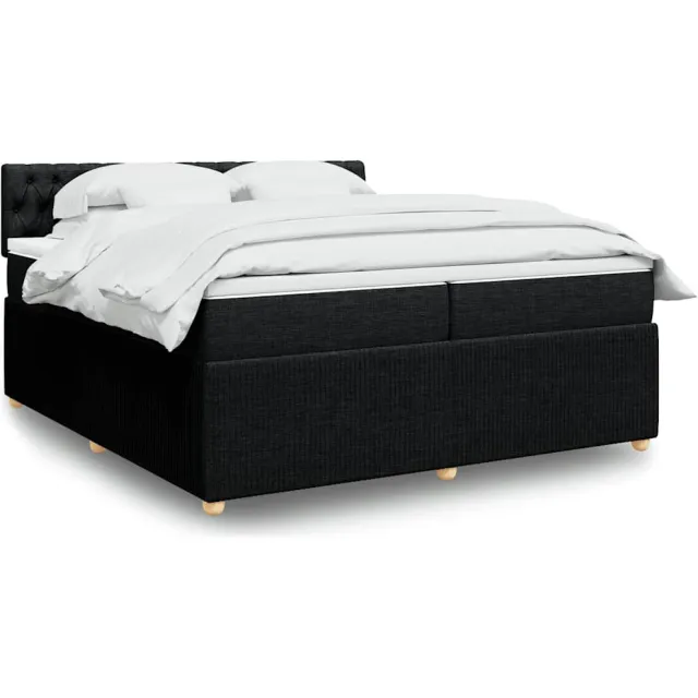 vidaXL Boxspring met matras stof zwart 200x200 cm