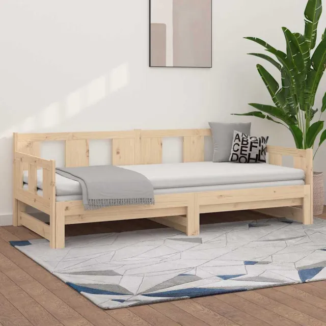 vidaXL Slaapbank uitschuifbaar massief grenenhout 90x190 cm Bruin